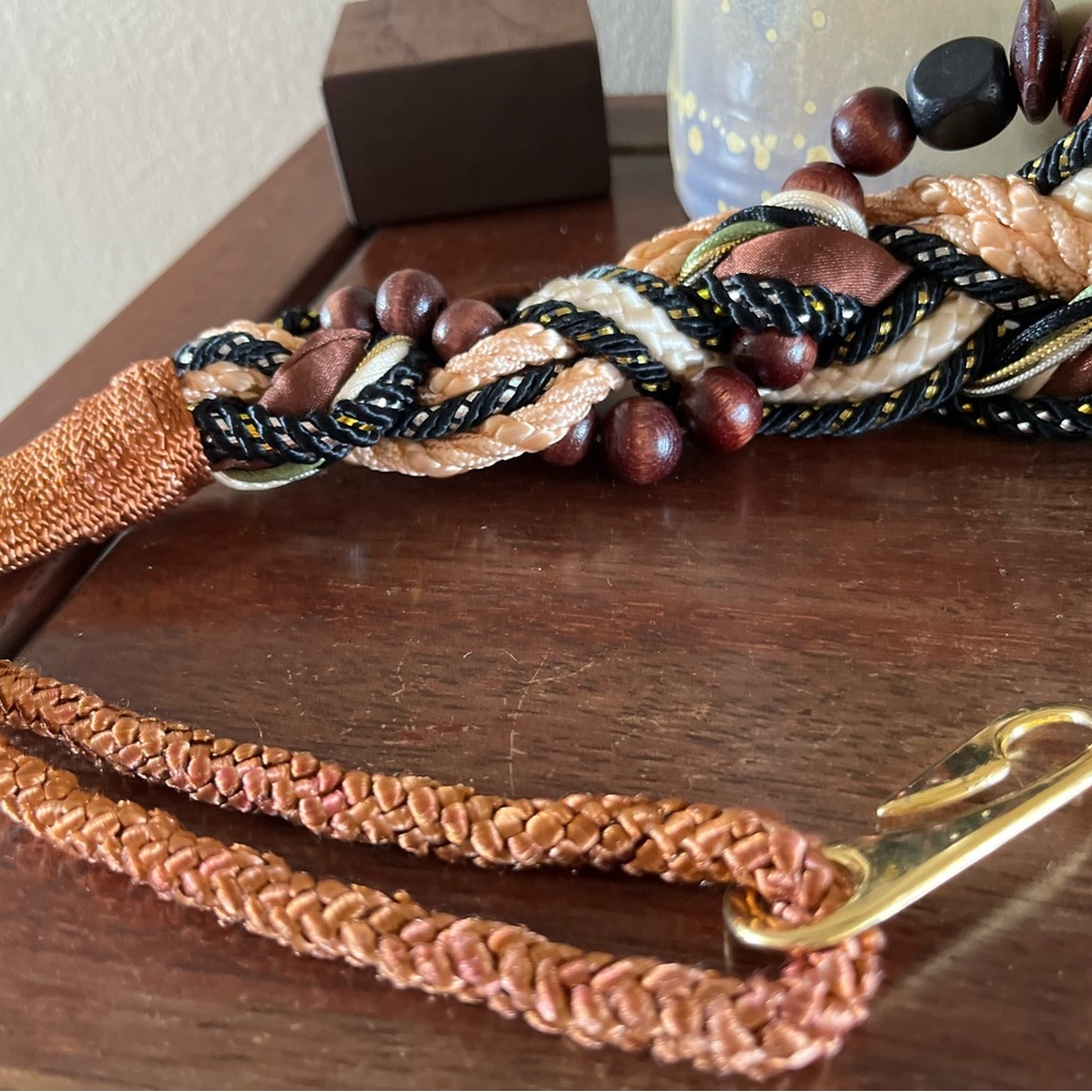 70’s fashion cords macrame style belt with gold hook closure - Picture 4 of 7